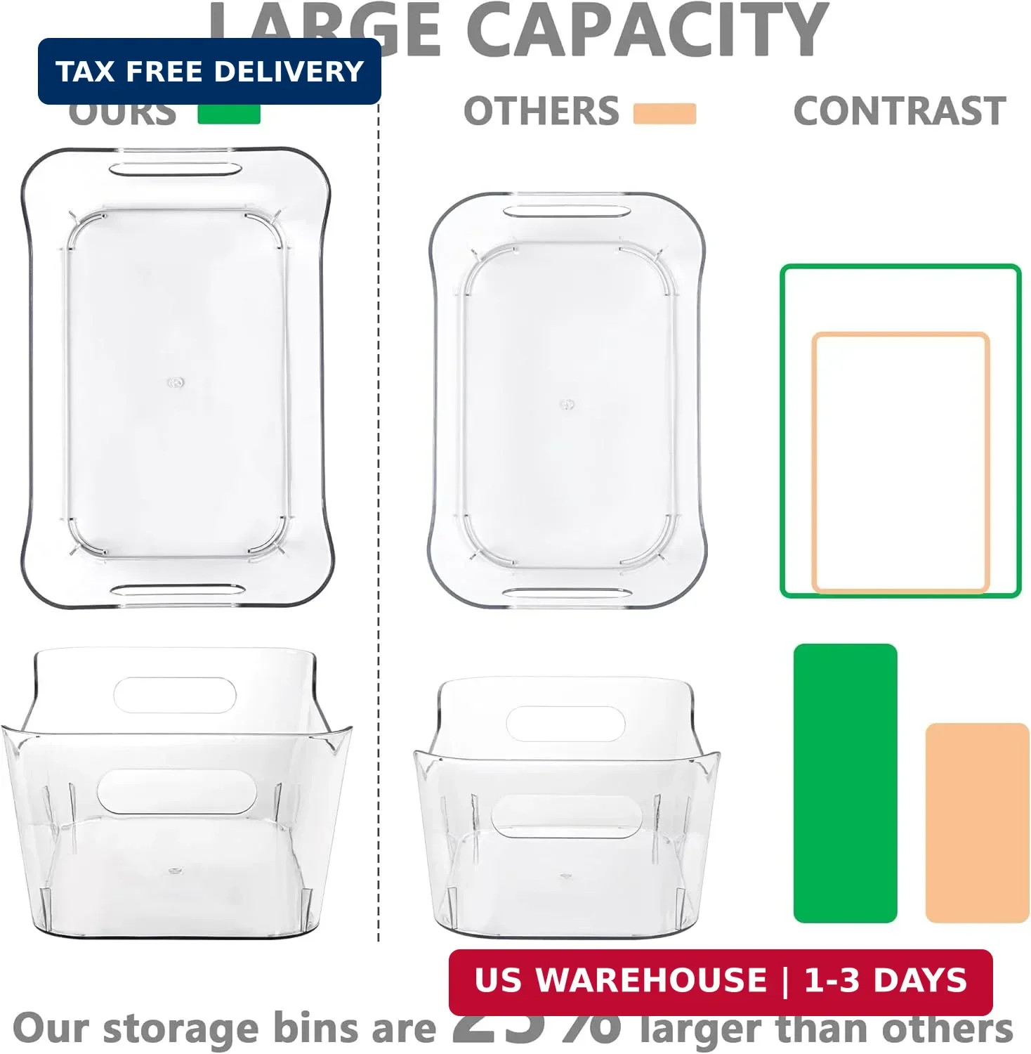 Tiawudi 12 Pack Plastic Storage Bins, Multi-Use Organizer Bins, Pantry Organizer