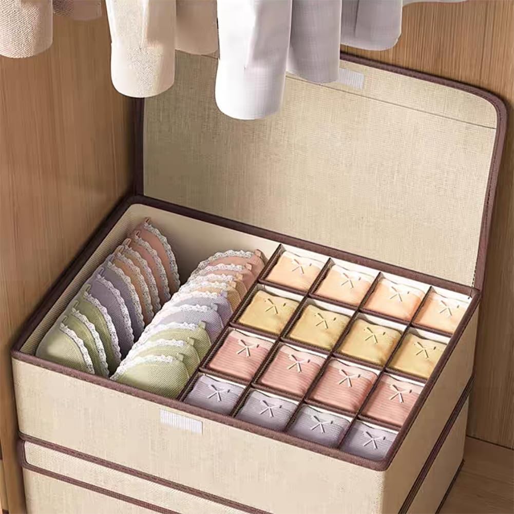 2 Pack Underwear Socks Ties Storage Organizer with Lids, 30 Cells Each