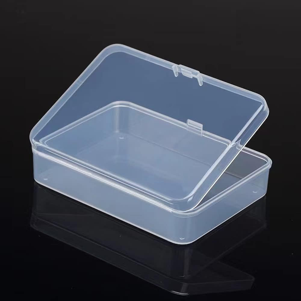 4-Pack Rectangular Plastic Storage Containers Box with Hinged Lid for Beads and