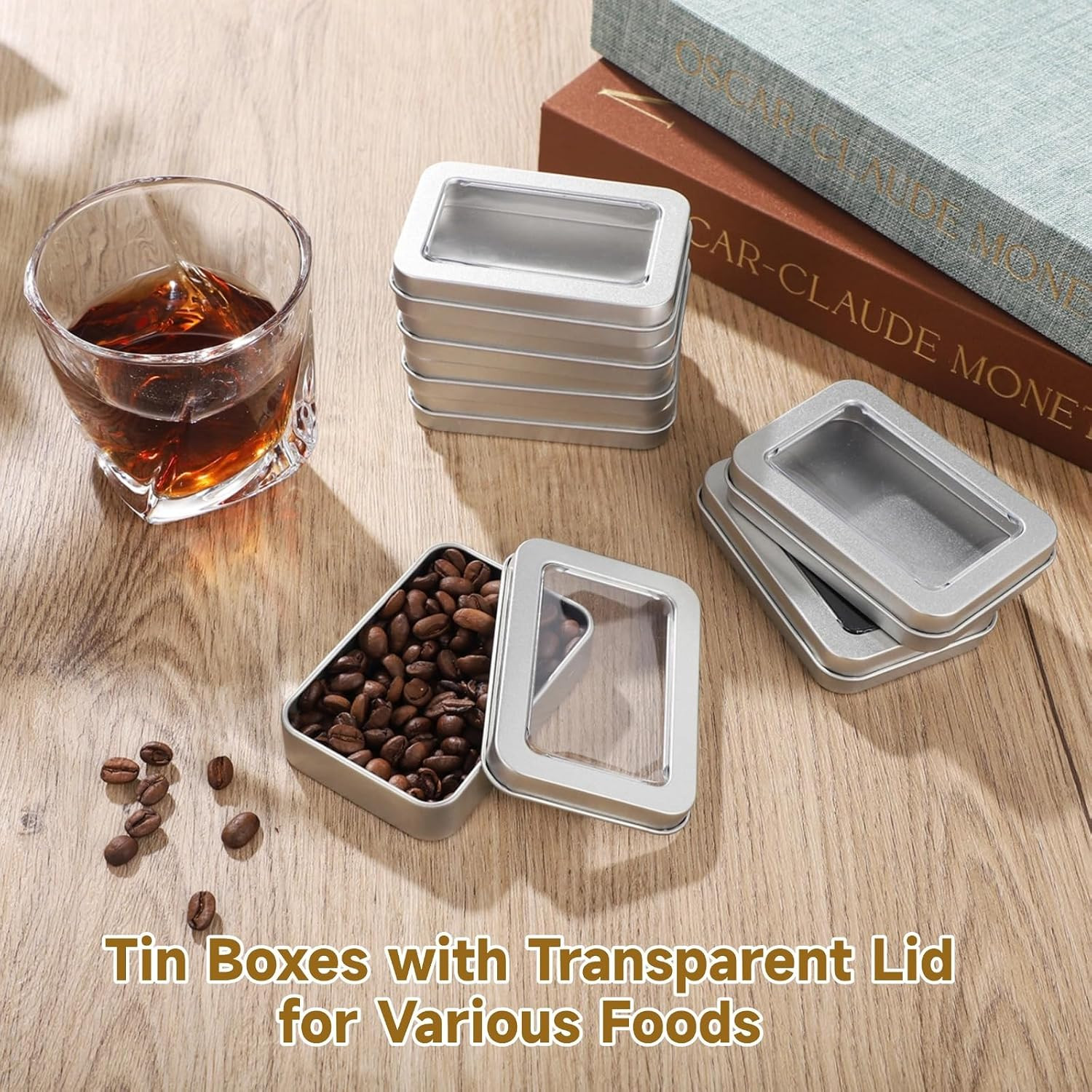 48 PCS Rectangular Metal Tin Boxes with Clear Lid for Jewelry & Crafts
