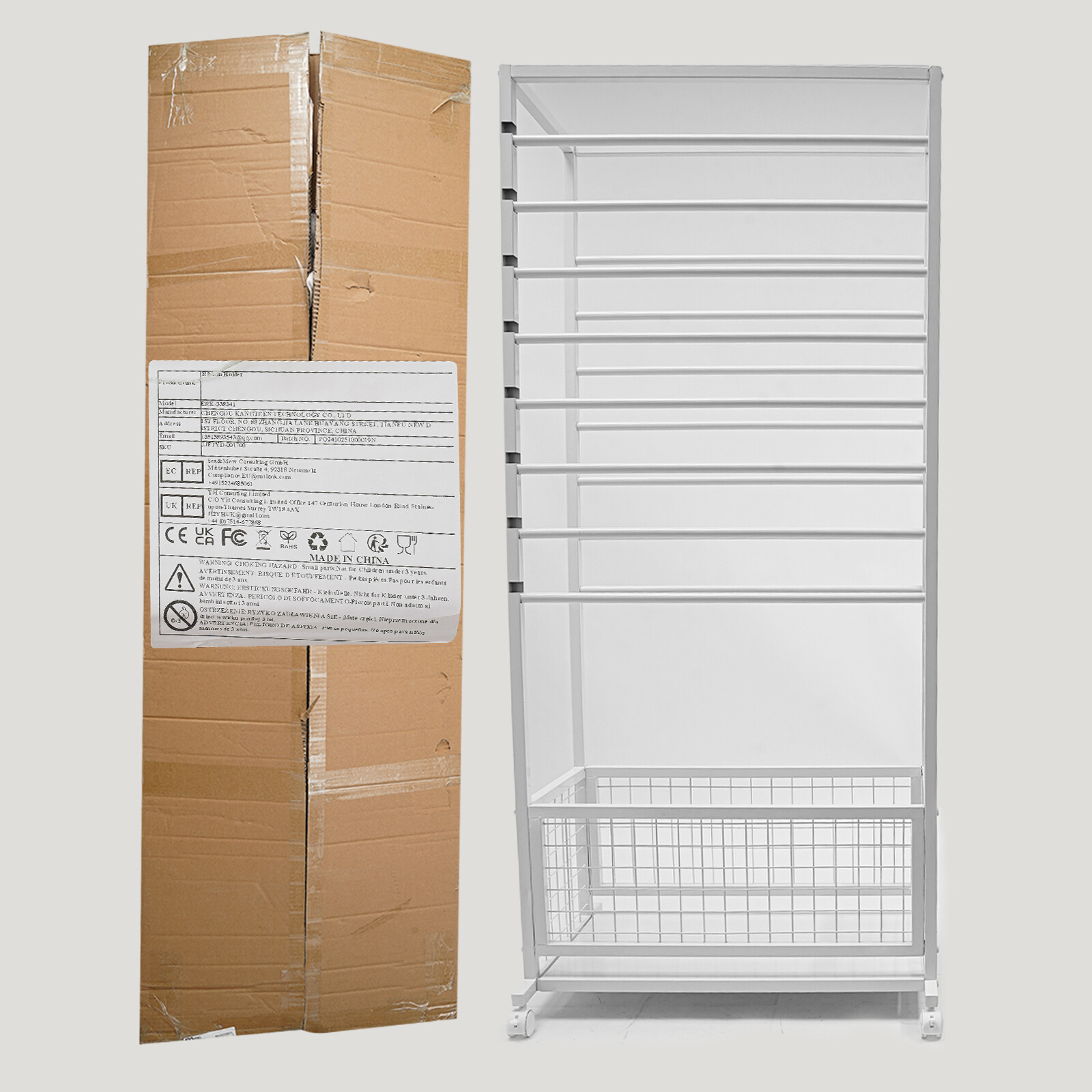 16-Layer Organizer Rack, Storage Shelf, Floor Standing Ribbon Display Rack