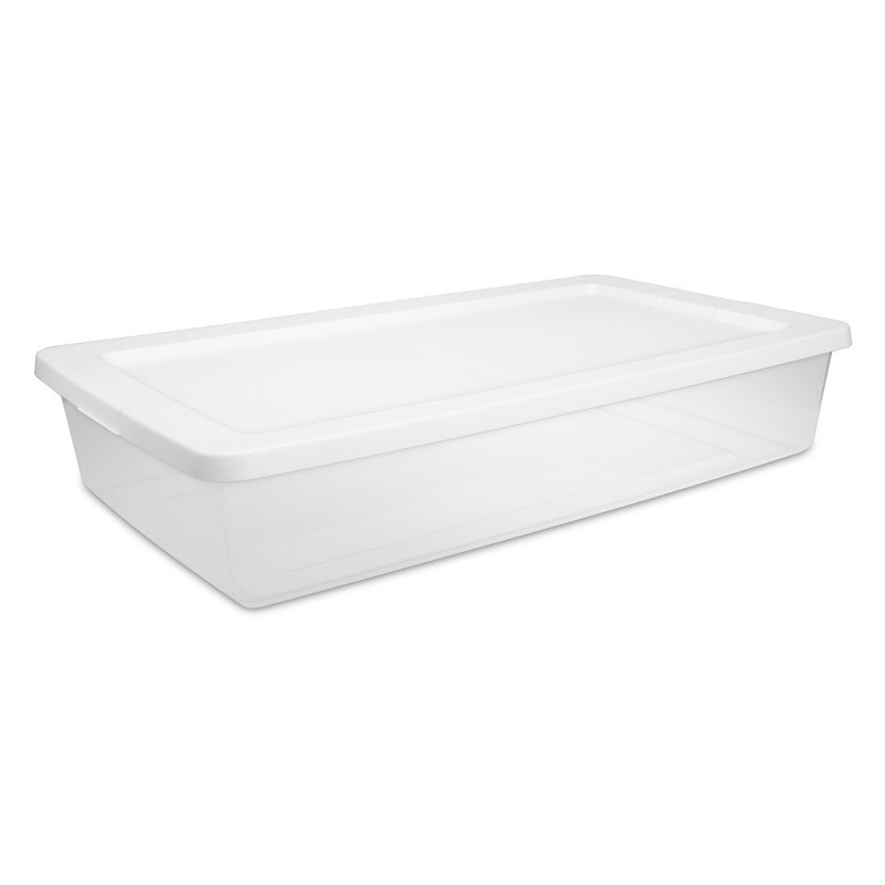 Clear Plastic Storage Bin 41Qt Snap-On Lid Stackable Organizer Household Storage