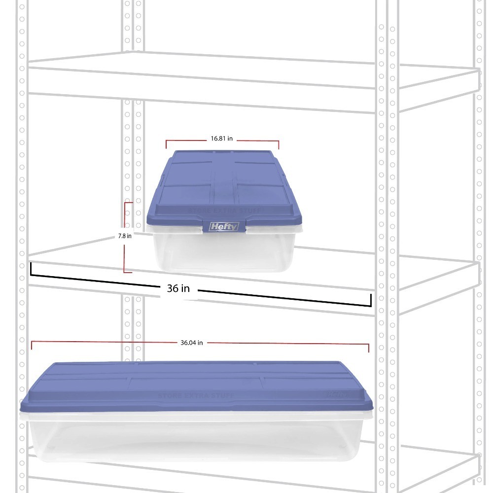 63 Quart Clear Storage Bin with Latched Lid and Smoke Blue HI-RISE Design