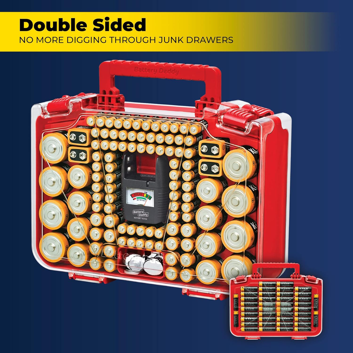 Battery Daddy Smart – Battery Organizer Storage Case with Tester,Stores & Protec
