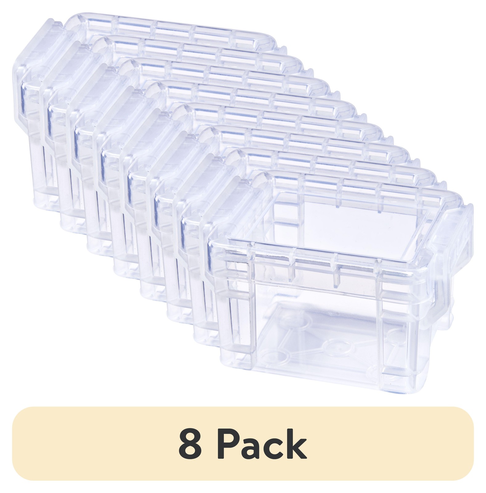 8 Pack Clear Plastic Pixie Storage Boxes – Desktop Organizer Set