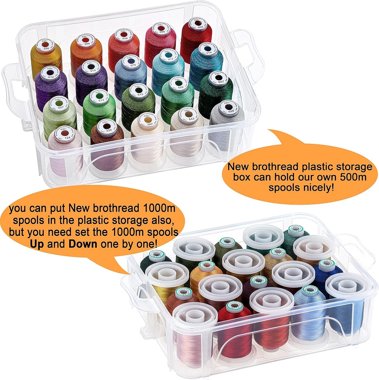 4 Layer Stackable Clear Storage Box Organizer | Holding 80 Spools, to Store H…