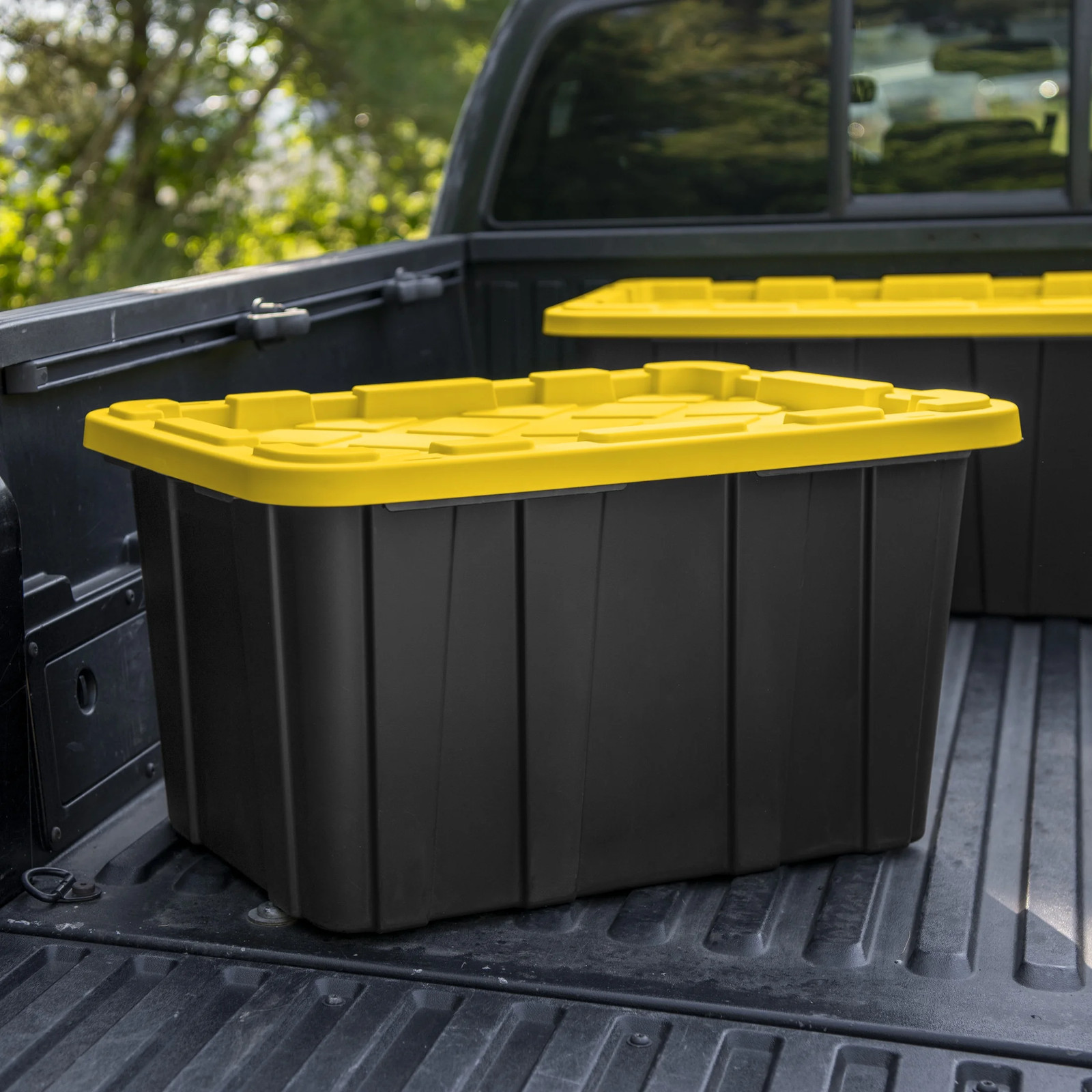 Large Storage Bin 27 Gallon Durable Plastic Storage Tote with Snap-On Lid 6 Pack