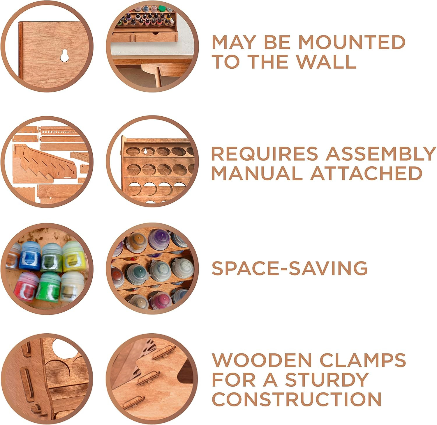 Wall Paint Holder – Works for Warhammer 40K, Dnd, Other Figurines – 65 Holes for