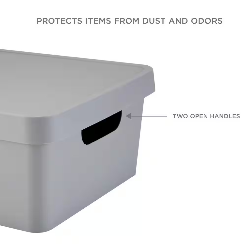 Medium Vinto Storage Box with Lid in Grey