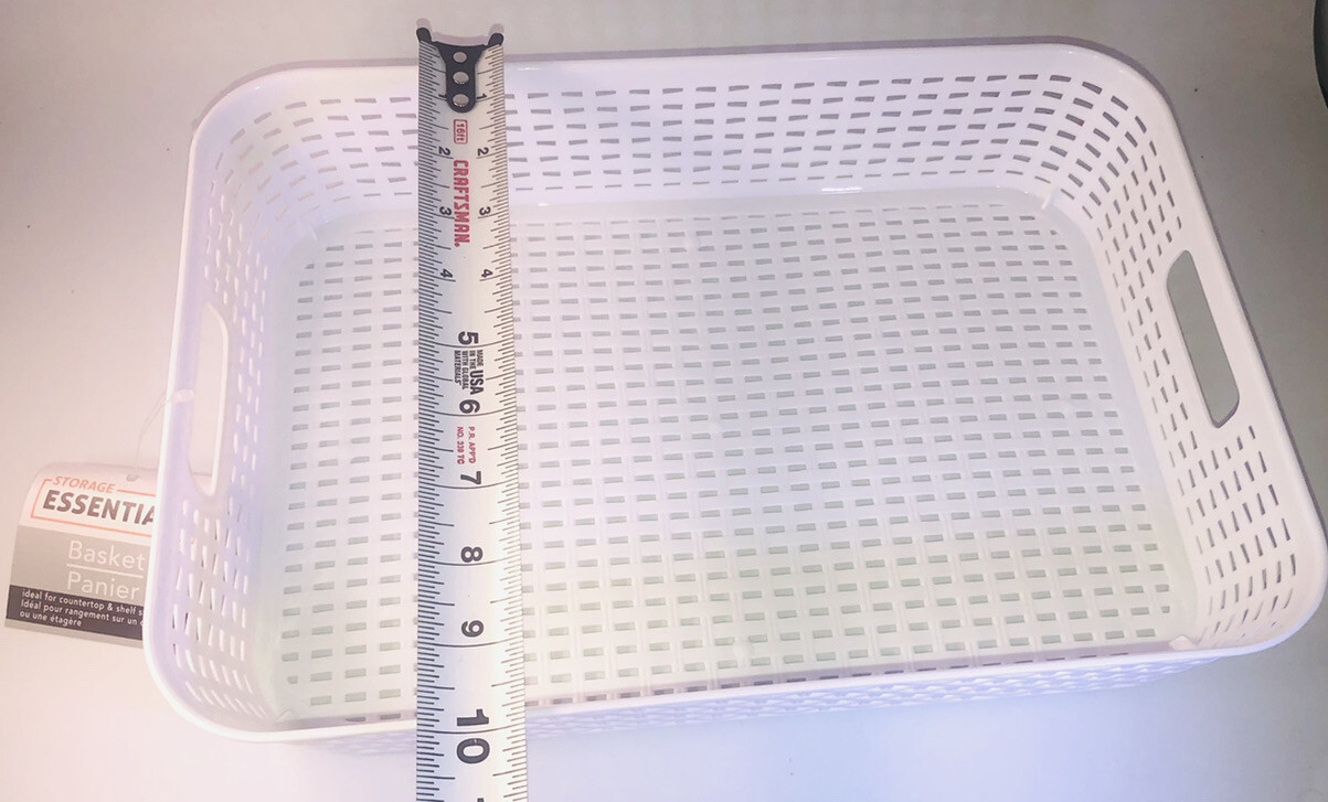 Storage Essentials Woven-Look Basket W Handles White 10x14x2.5-in.NEW-SHIP 24 HR