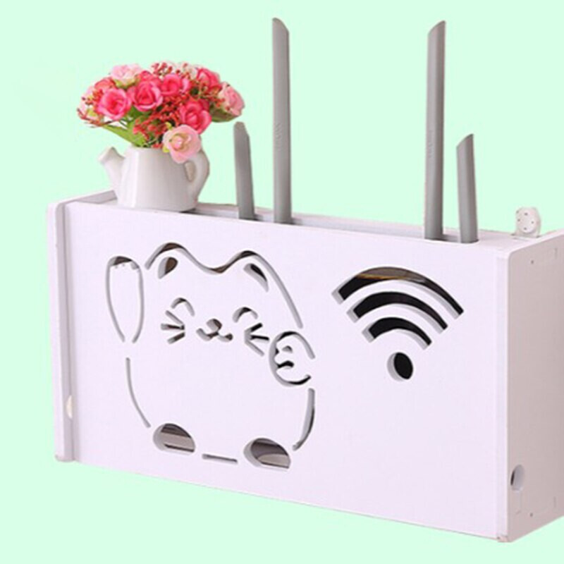 1*Wireless Wifi Router Storage Box Shelf Wall Waterproof Bracket Cable Organizer
