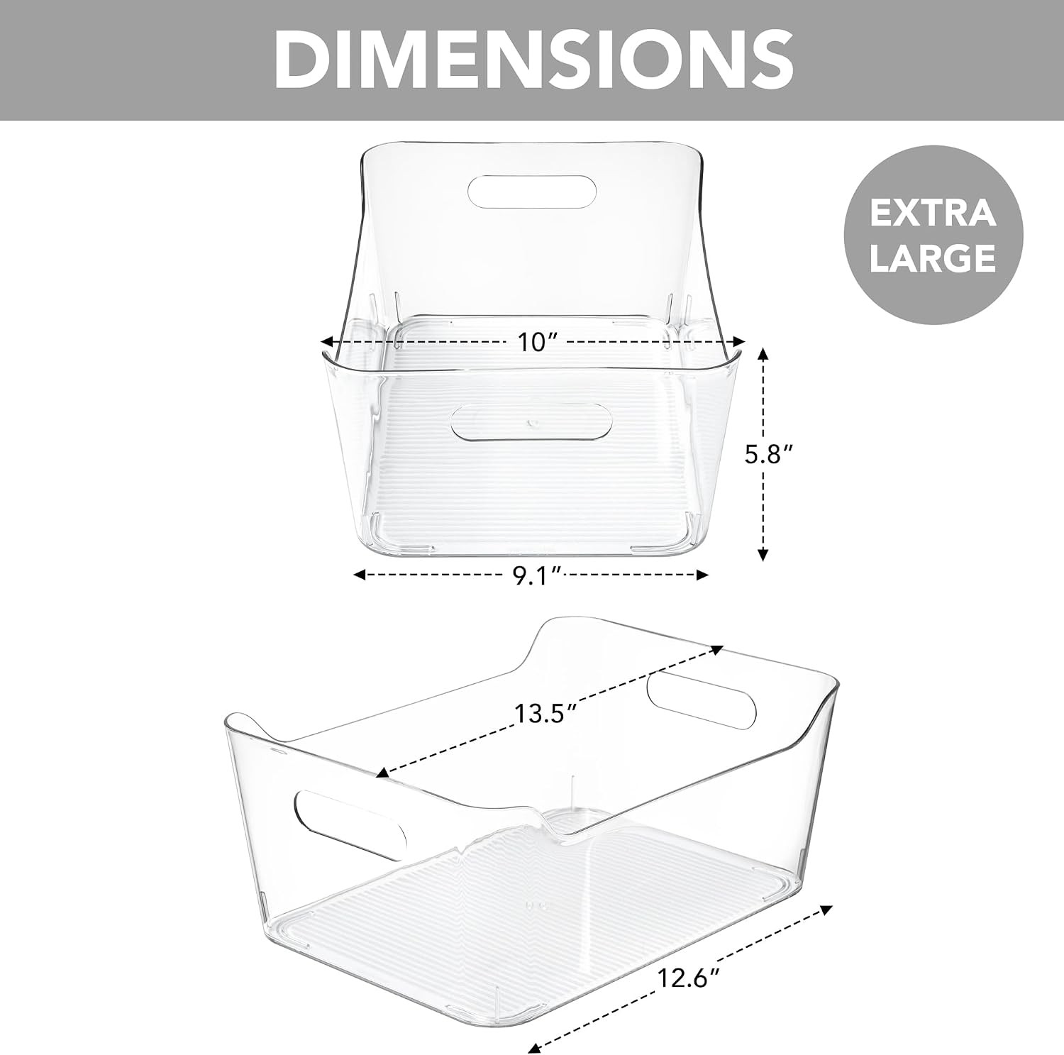 Tiawudi 2 Pack Plastic Storage Bins, Extra Large Pantry Organizer, 13.5&Prime; x…
