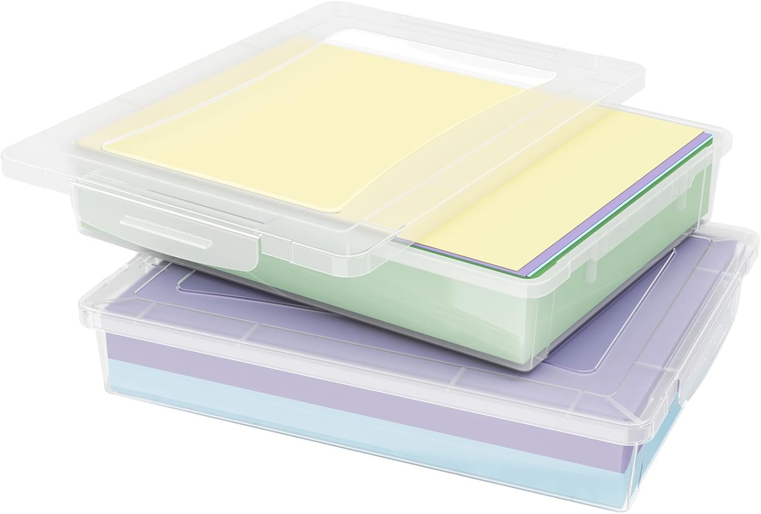 8 Pack Plastic Multi-Purpose Storage Box W/ Latching Lids Clear A4 Paper Storage