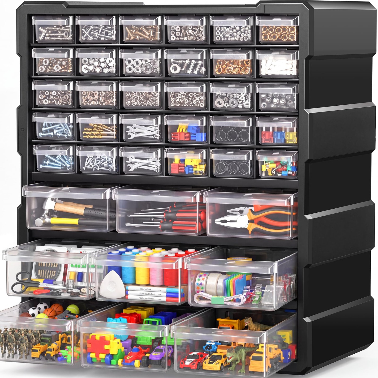 Stackable Drawer Organizer Cabinet for Garage Hardware and Craft Supplies