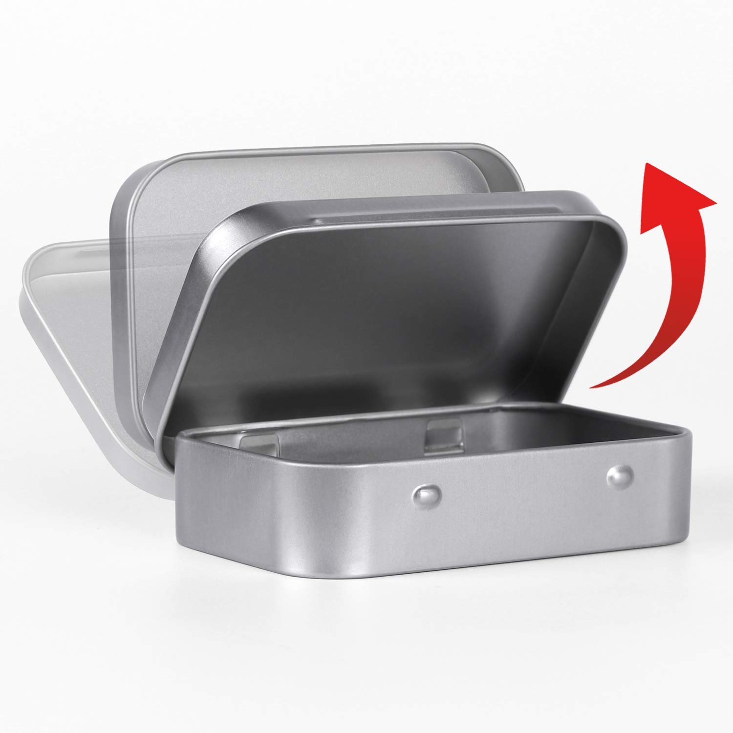 Metal Rectangular Empty Hinged Tins – Pack of 40 Silver Mini Portable Box Sma…