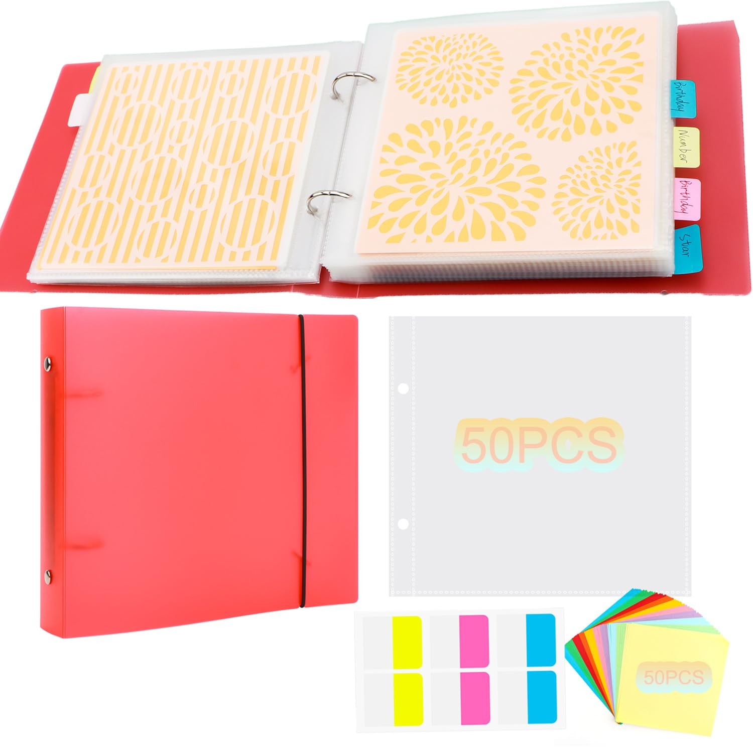 111 Pages1Sets 6×6 Cookie Stencil Storage Binder Die Cut and Stamp Storage Fo…