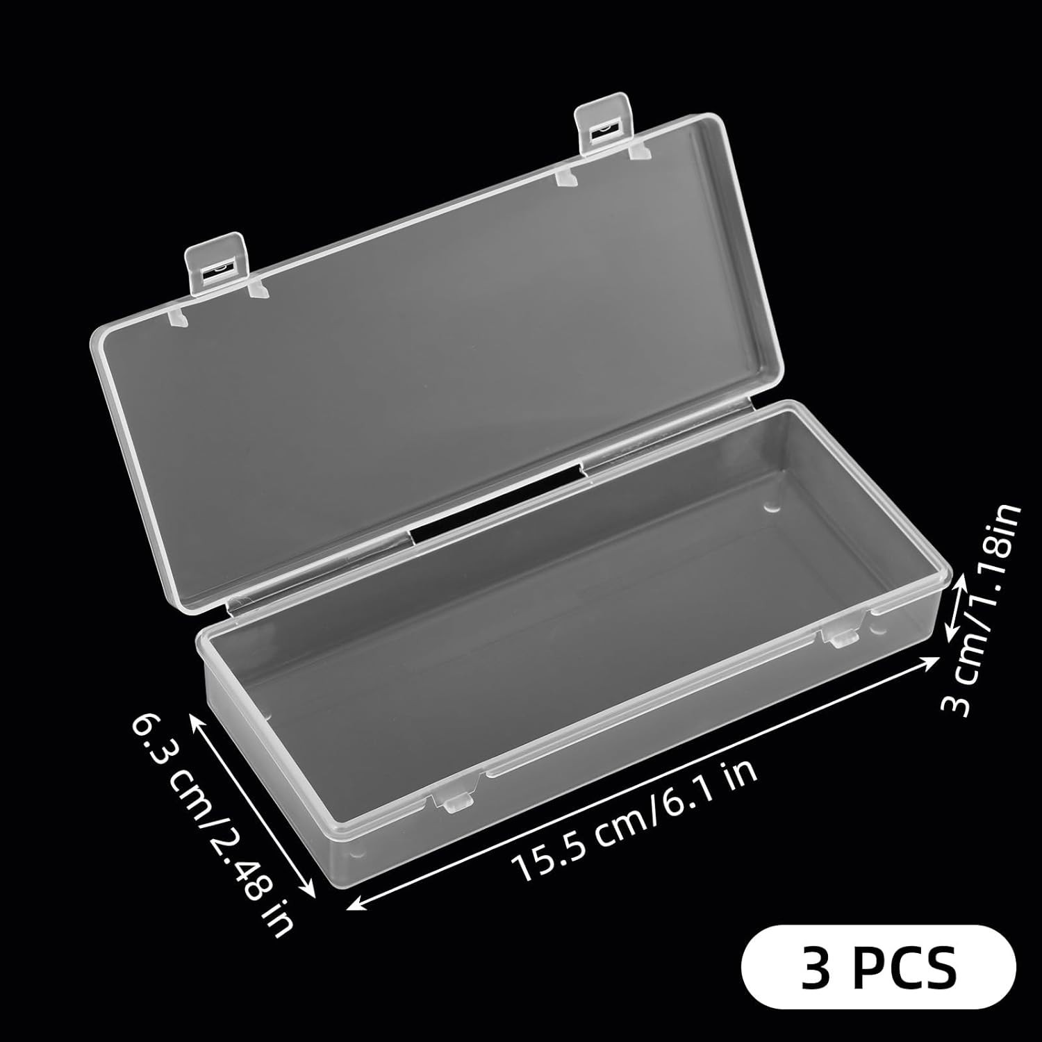 3pcs Mini Plastic Storage Containers Box with Hinged Lid, 6.1×2.5 Inches Smal…
