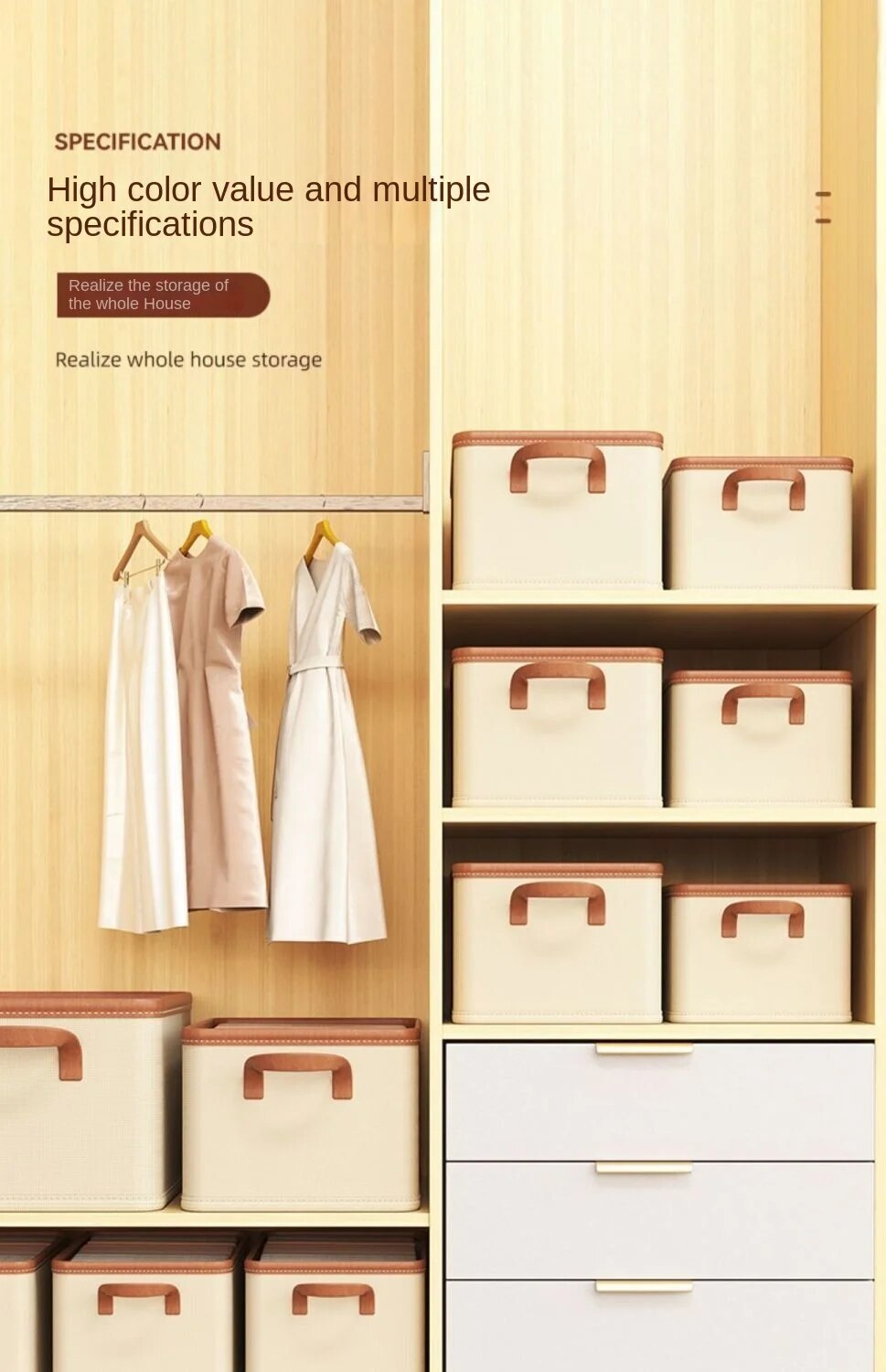 Foldable Household Clothing Fabric Storage Box Wardrobe Organization Storage Box