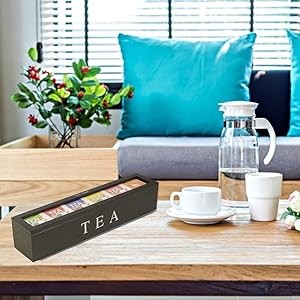 Tea Box Stora Organizer, Tea Stora Box with 5 Slots, Tea