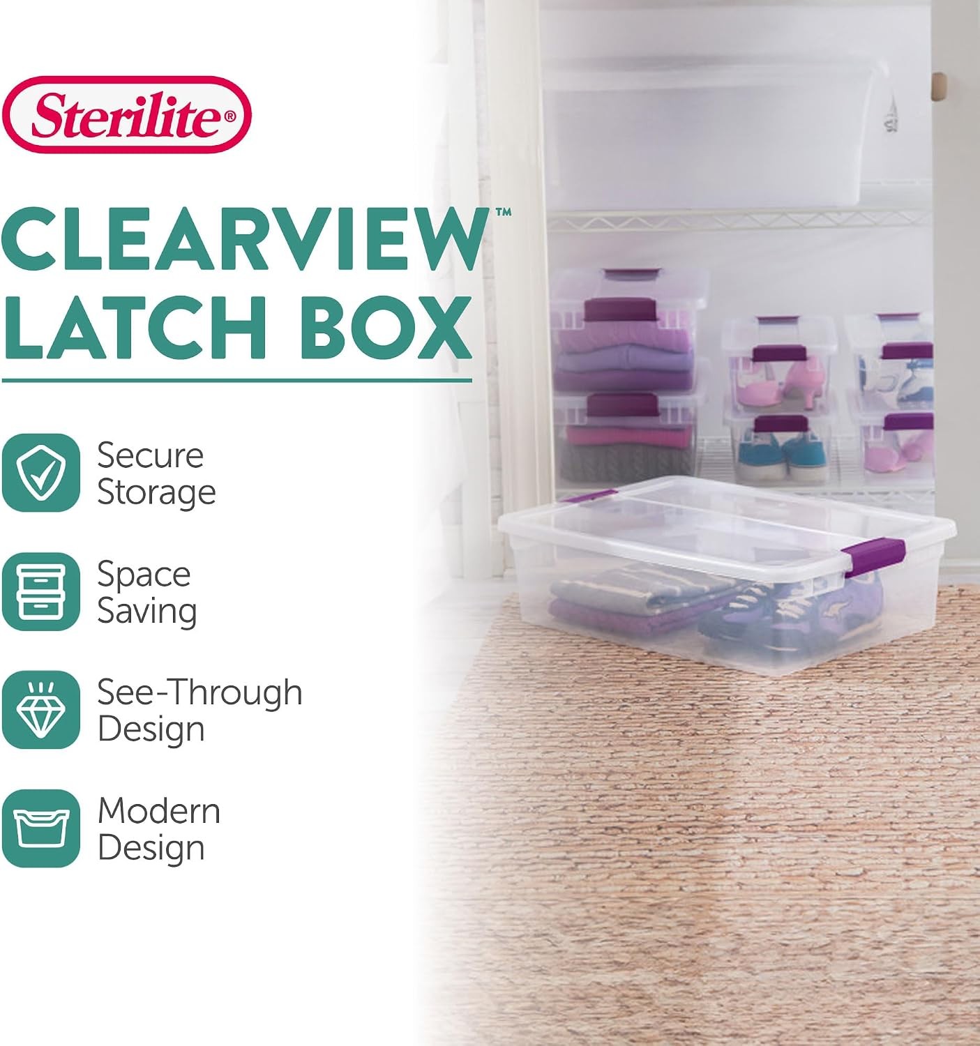 12-Pack 32 Quart ClearView Latch Box Stackable Organizer Bins with Latching