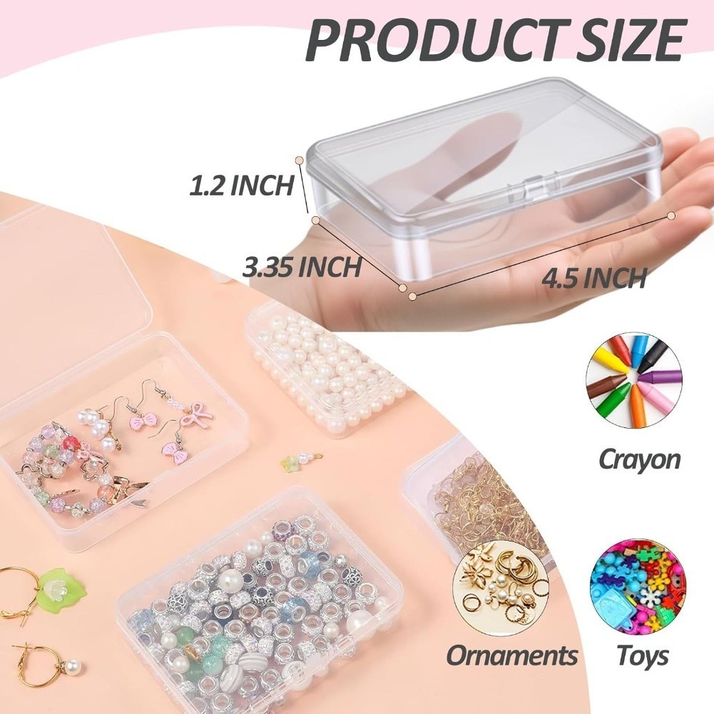 Clear Storage Boxes 24 Pack with Lids for Crayon and Small Item Organization