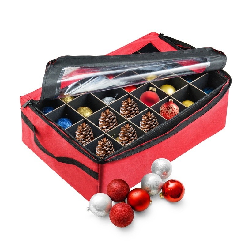 Ornament Storage Box 48 Compartment Organizer Christmas Decorations W/ Dividers
