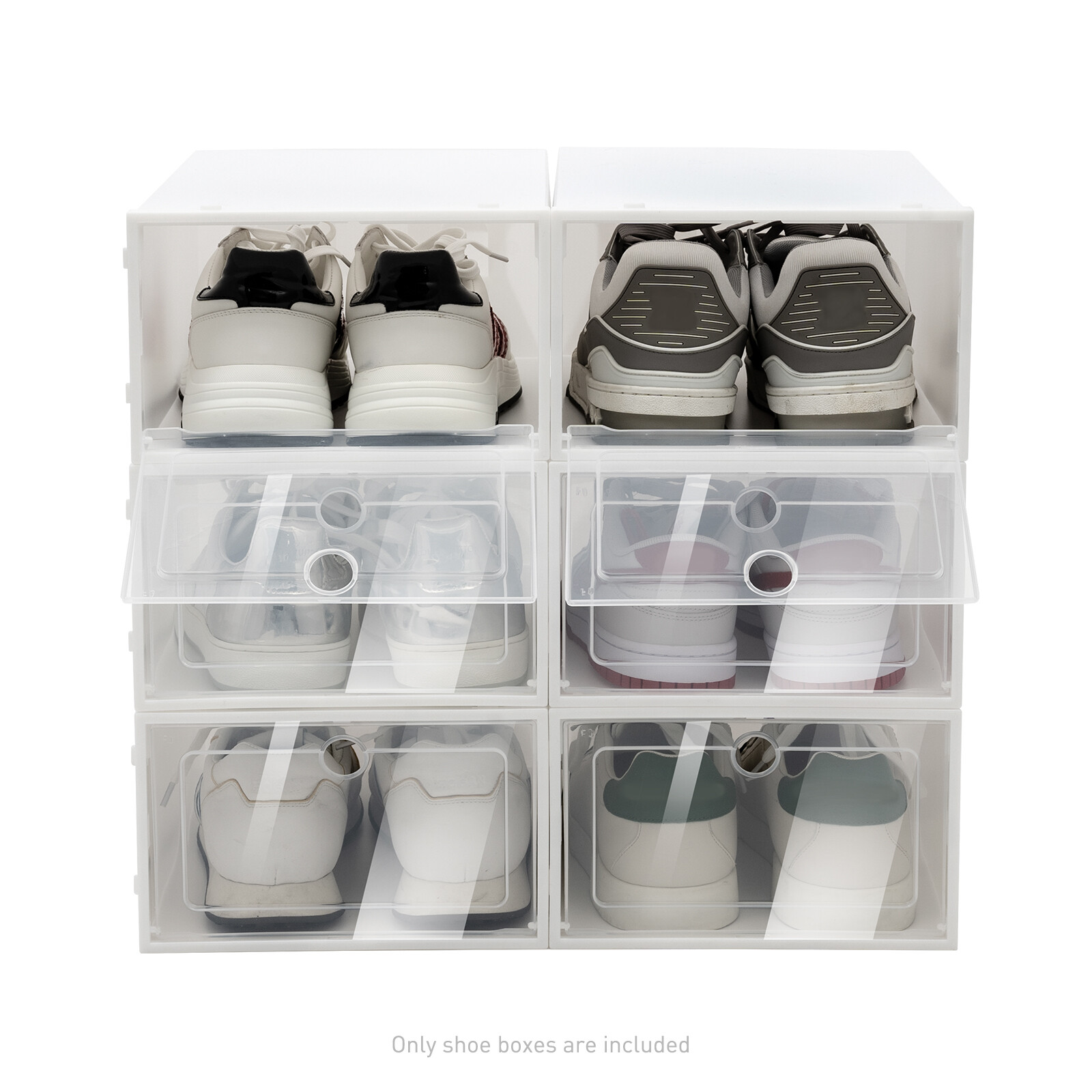 20/24pcs Plastic Shoe Box Kit Foldable Stack Storage Clear Home Organizer Rack