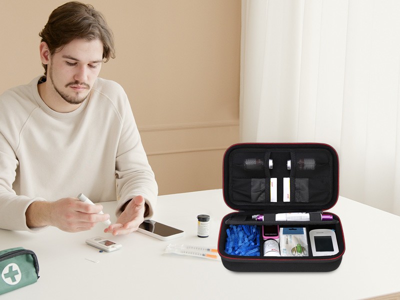 Diabetic Supplies Travel Case, Glucose Meter Portable Storage Bag,