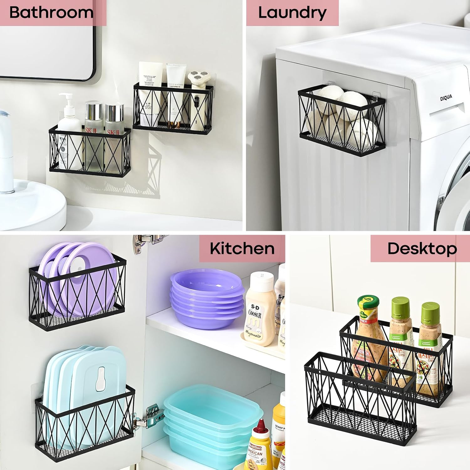 3 Pack Cabinet Organizer – Adhesive Lid Organizer Slim Space Wall Mounted inside