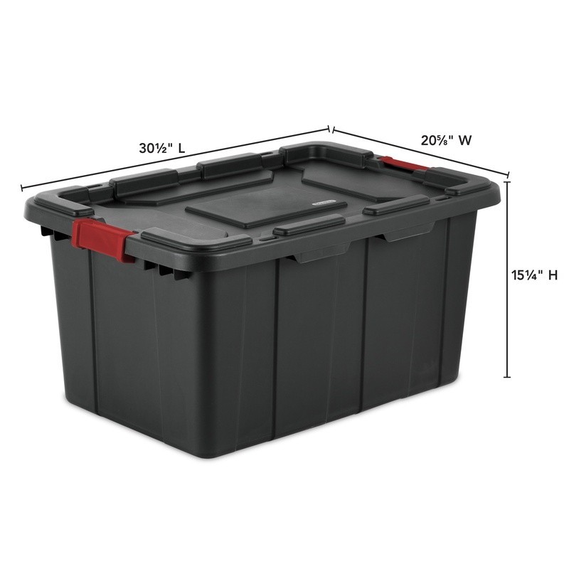 Heavy Duty 27 Gal Industrial Storage Tote Plastic Bin W/ Latch Lid 4 Count New