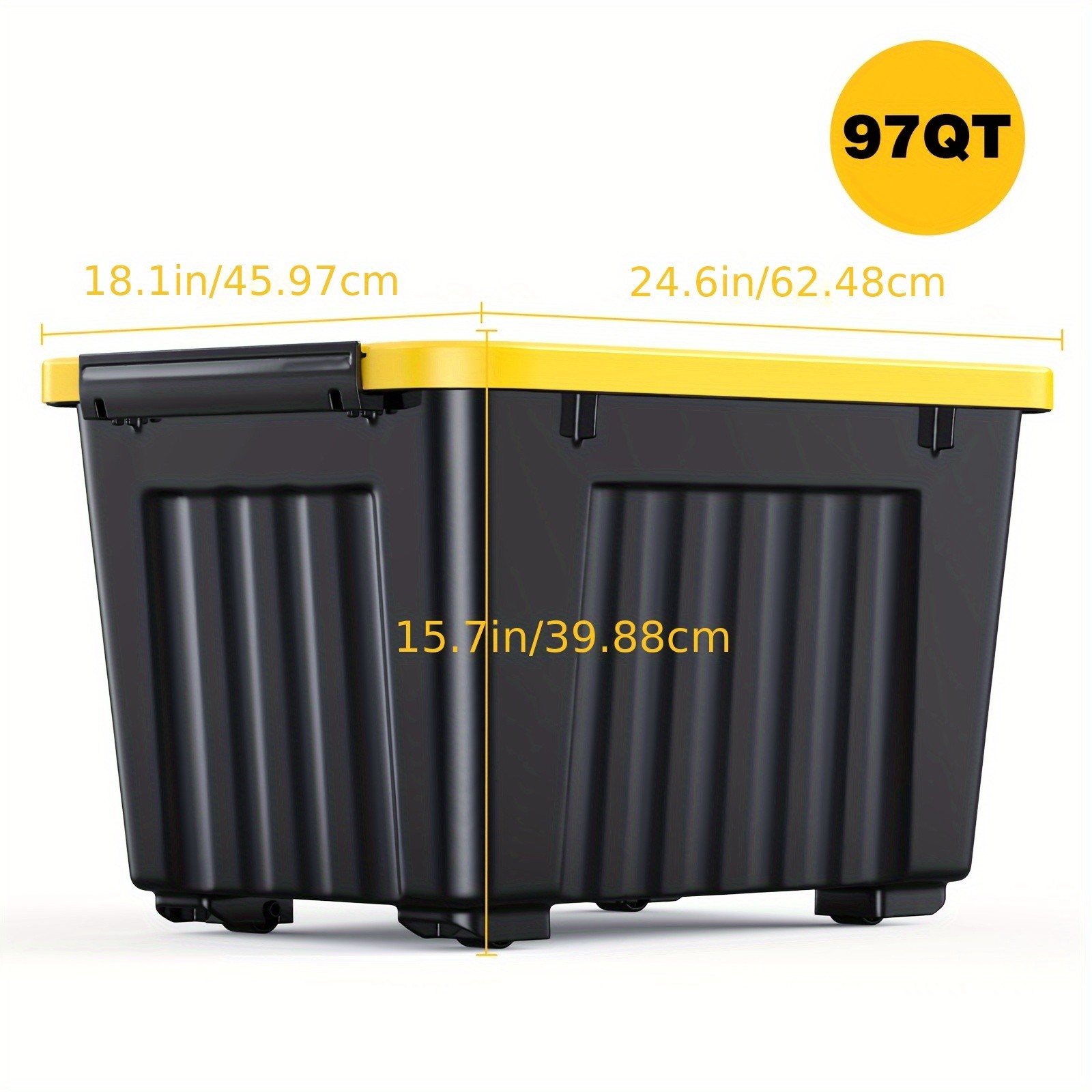 72QT/97QT stackable wheeled storage boxes with lids, suitable for family storage