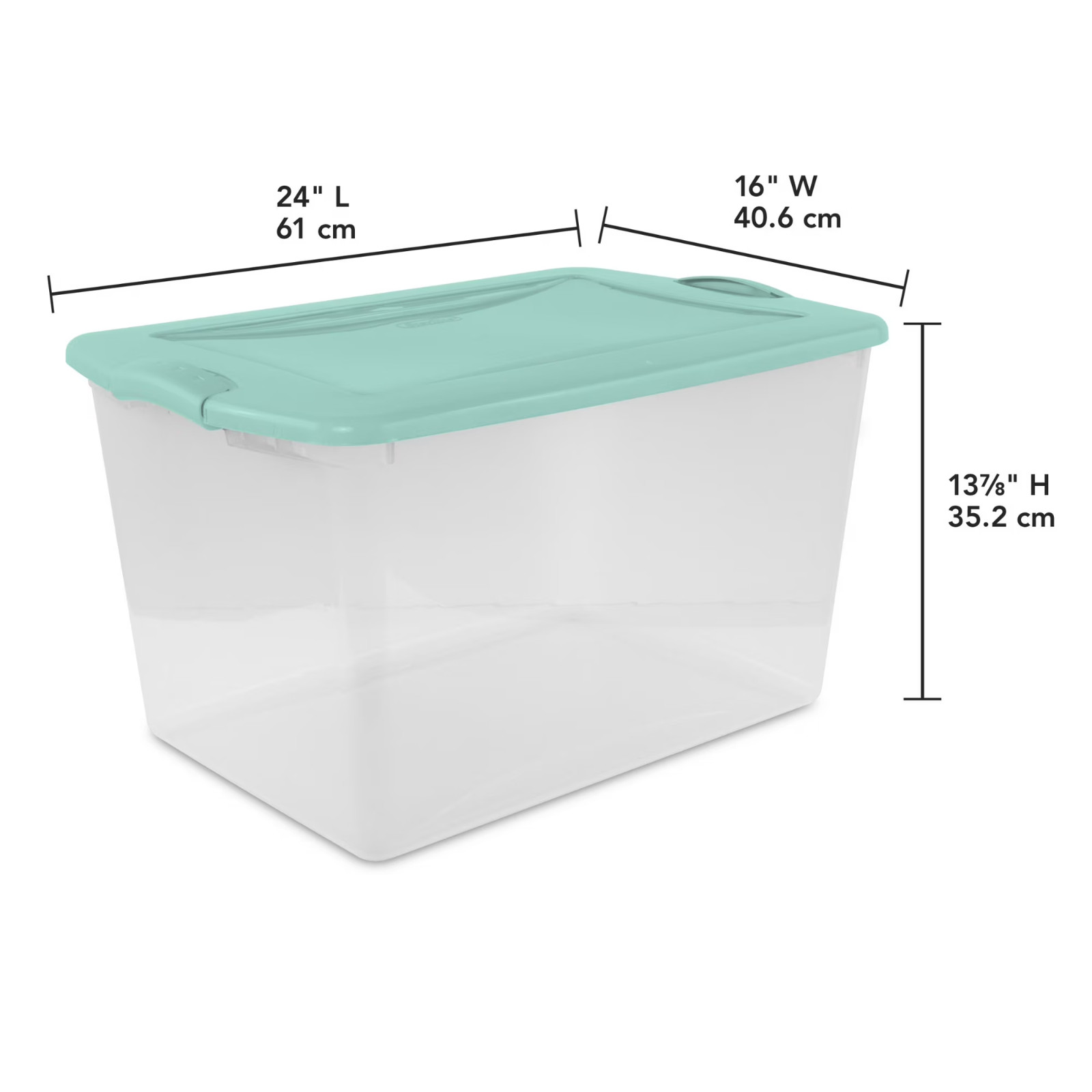 6-PACK Sterilite 66 Quart Plastic Stackable Storage Bin w/Latch Lid, Mint