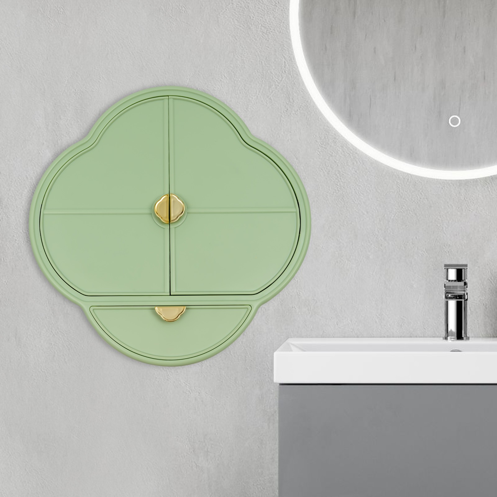 Wall-Mounted Storage Box, Bathroom Cosmetic Organizer, Jewelry Organizer Green