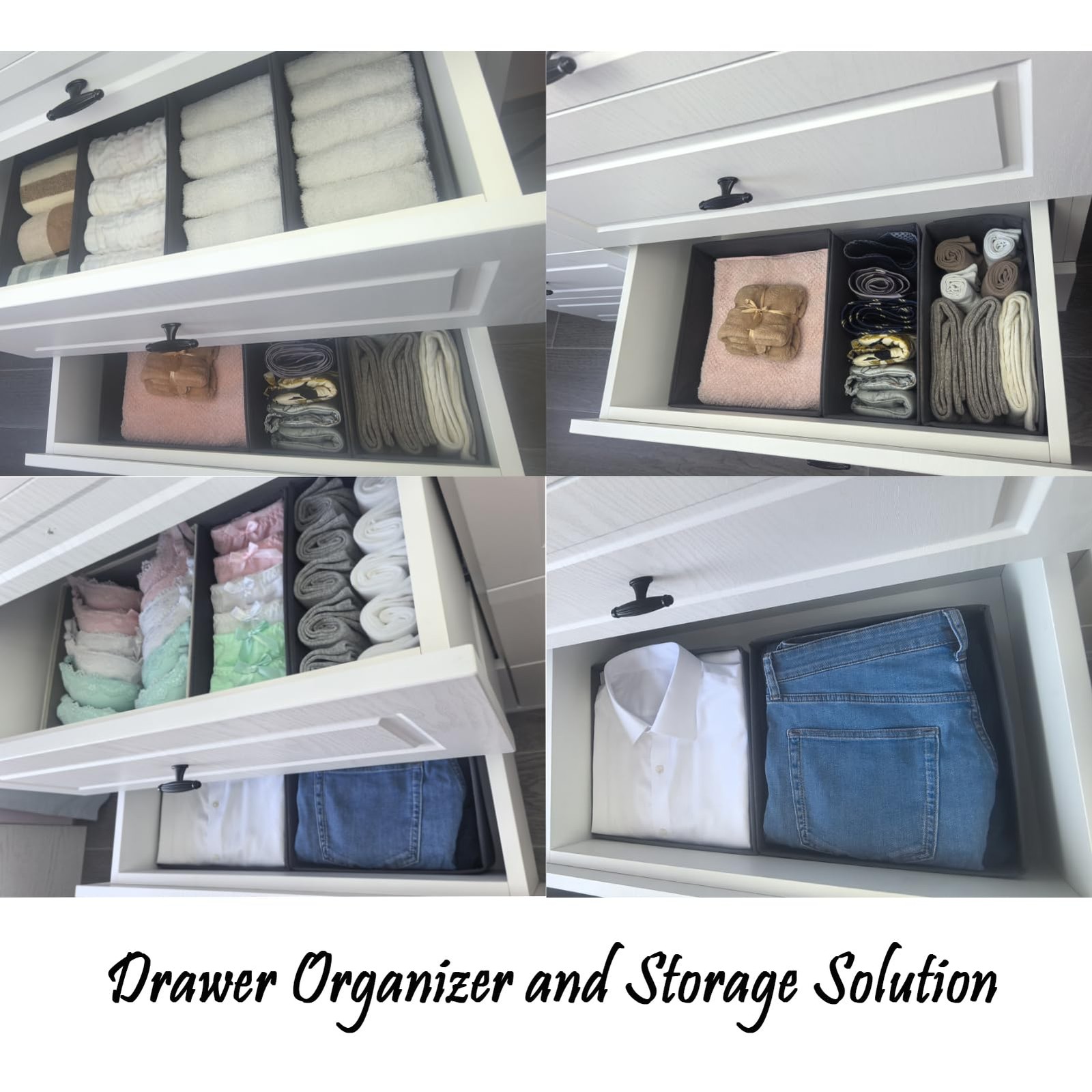 Sock Drawer Organizer 9 Pack – Collapsible Fabric Storage Bins for Underwear …