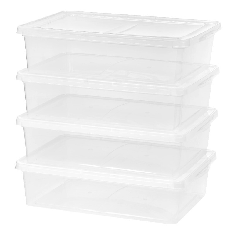 Under Bed Plastic Storage Organization Box Containers Clear Base Stack 4 Sets US