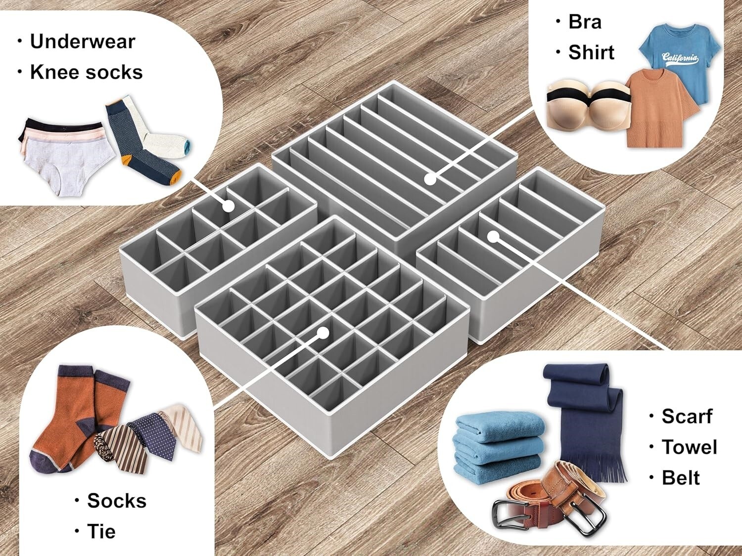 Divisor organizador de cajones para calcetines y ropa interior con 45 celdas NEW