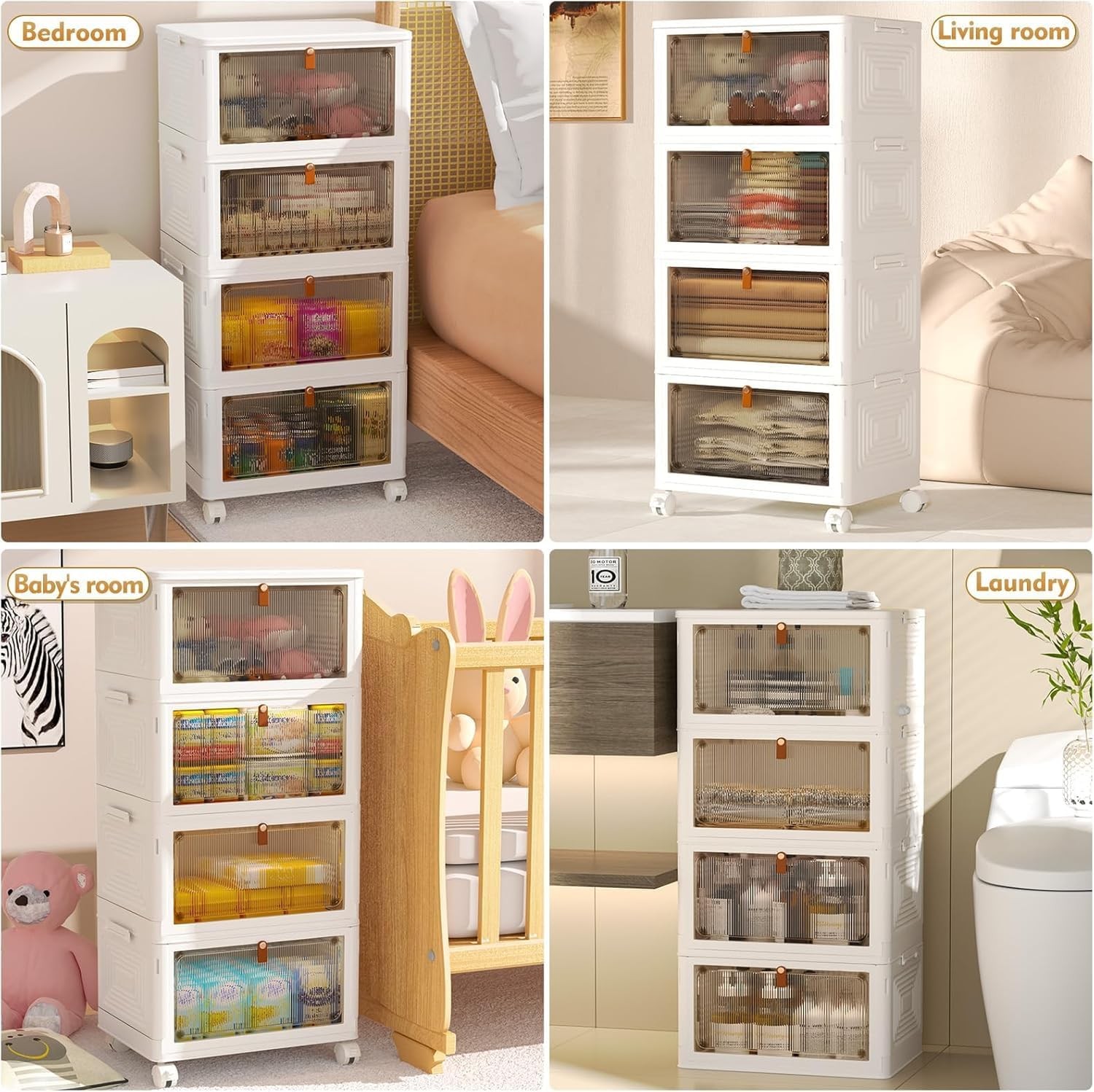 Stackable & foldable, with wheels, ideal for living room, office and dorm