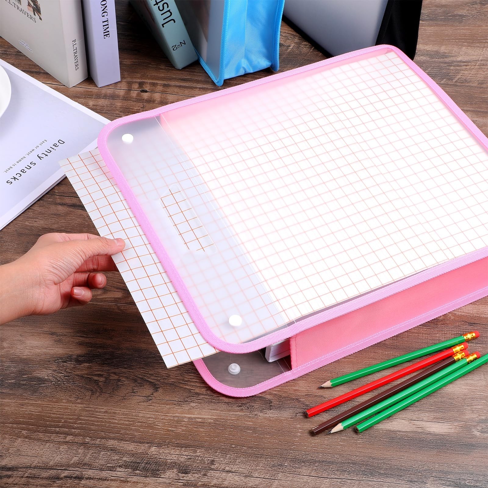 6 Pack Scrapbook Paper Storage Clear Expanding Folio Handle 12×12 In Case