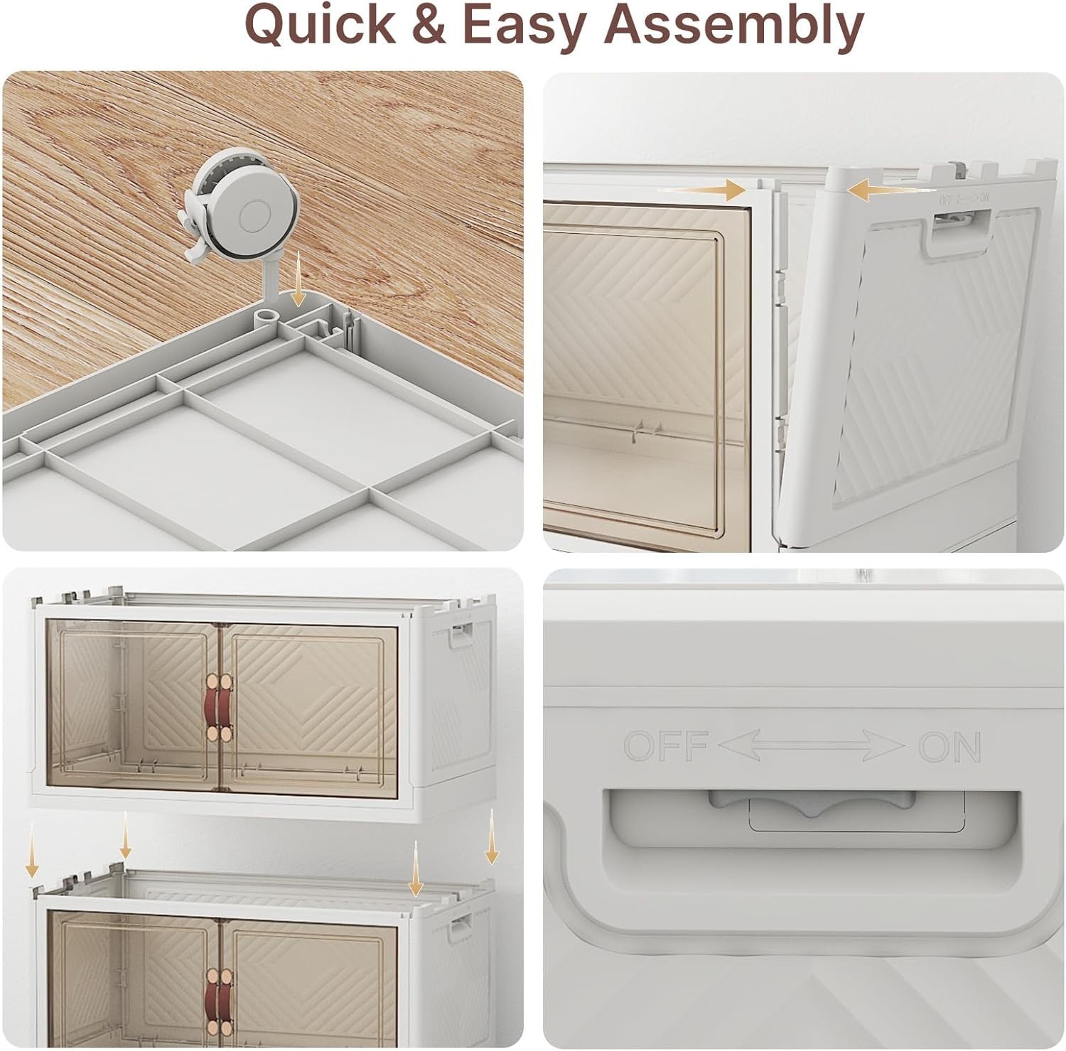 Storage Bins Heavy Duty 720QT Capacity Collapsible Wheeled Lockable Clear Doors