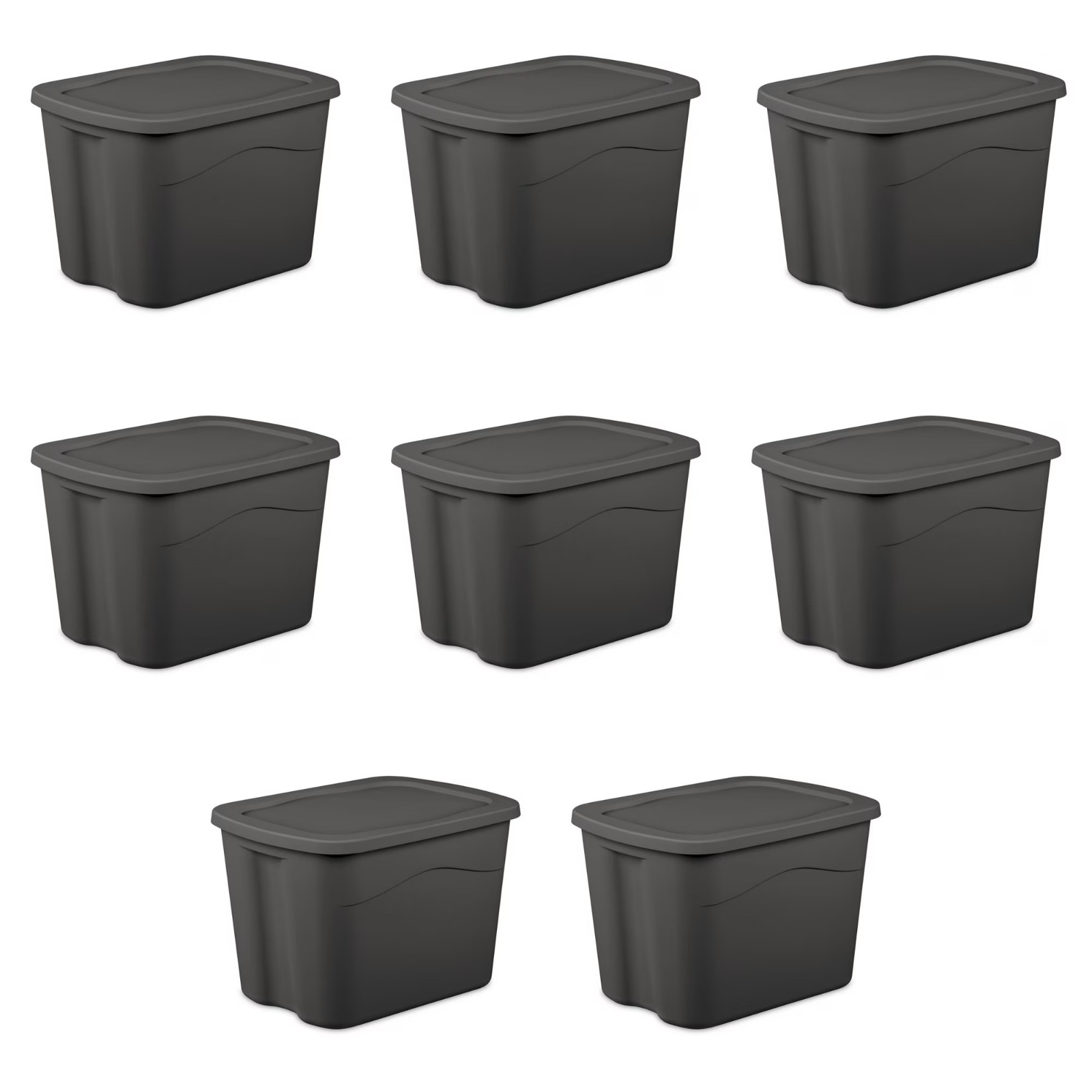 8 Pack Sterilite Large Storage Bin, 18 Gallon Durable Plastic Storage Tote, Gray