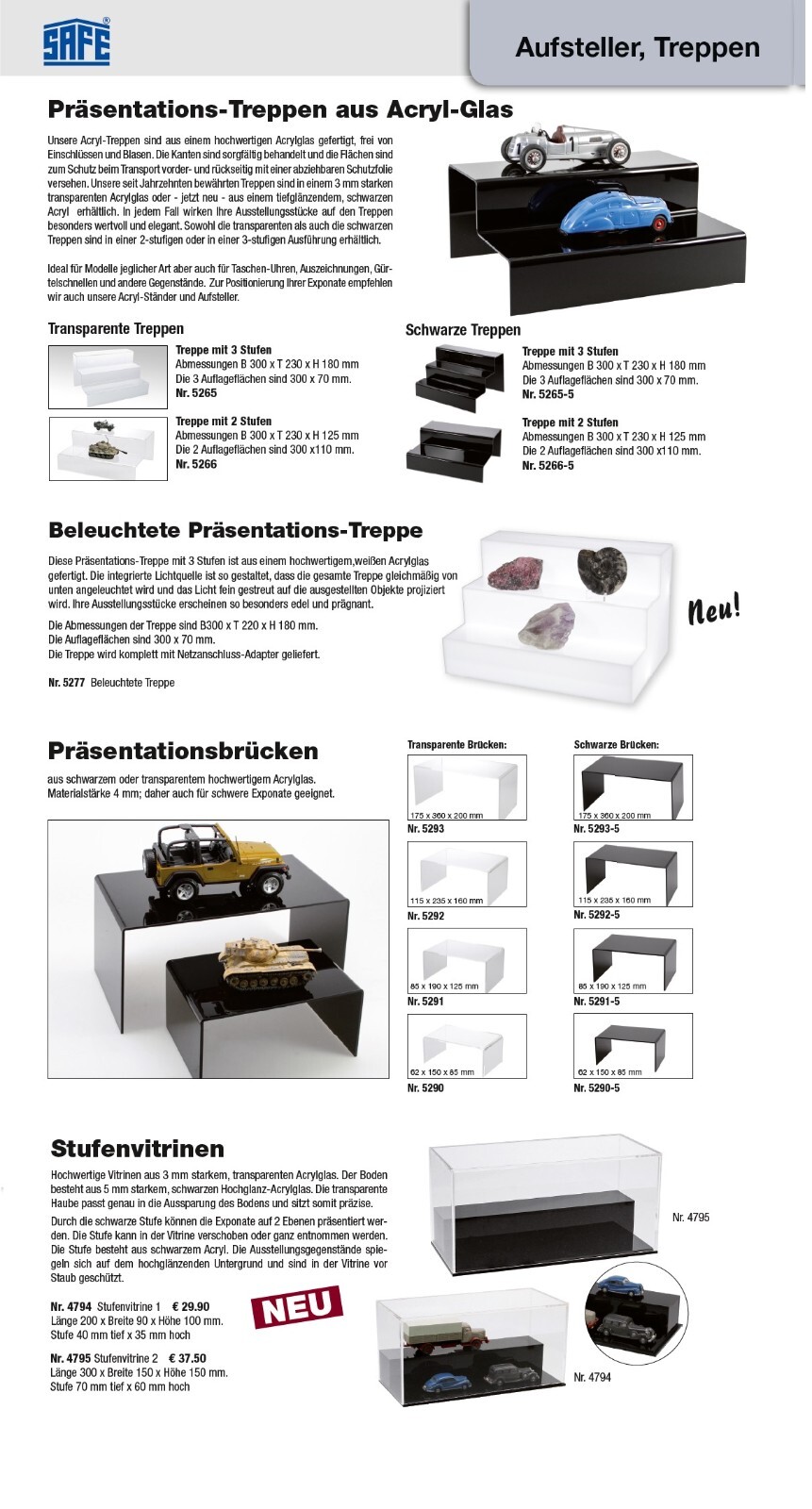 Acryl Schmuckkasten 2 Ebenen 6 Fächer Mix SAFE 5263 165x215x100mm + Klappdeckel