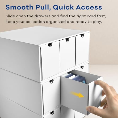 6 Drawer Trading Card Storage Box with 40 Dividers, Cardboard, Water Resistant