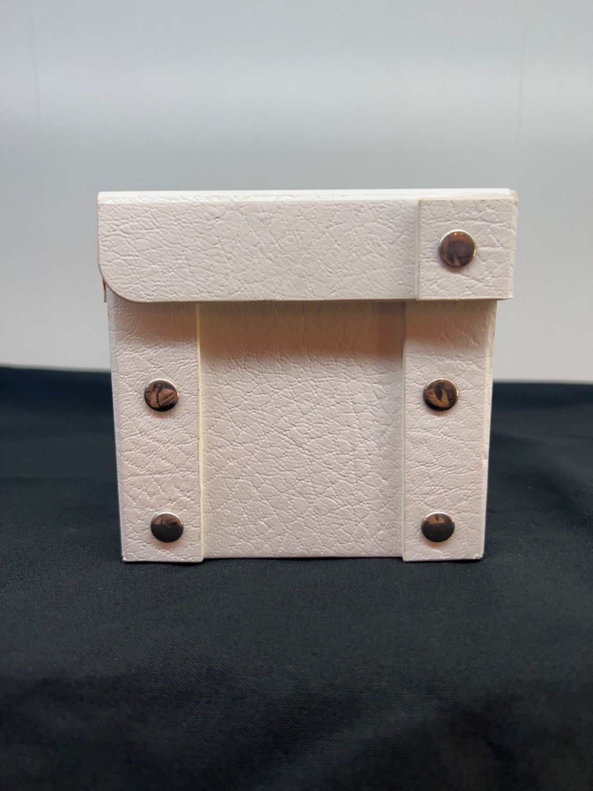 Diesel White Textured Leather Storage Box Only Snap Closure Rivet Detail 4x4x4