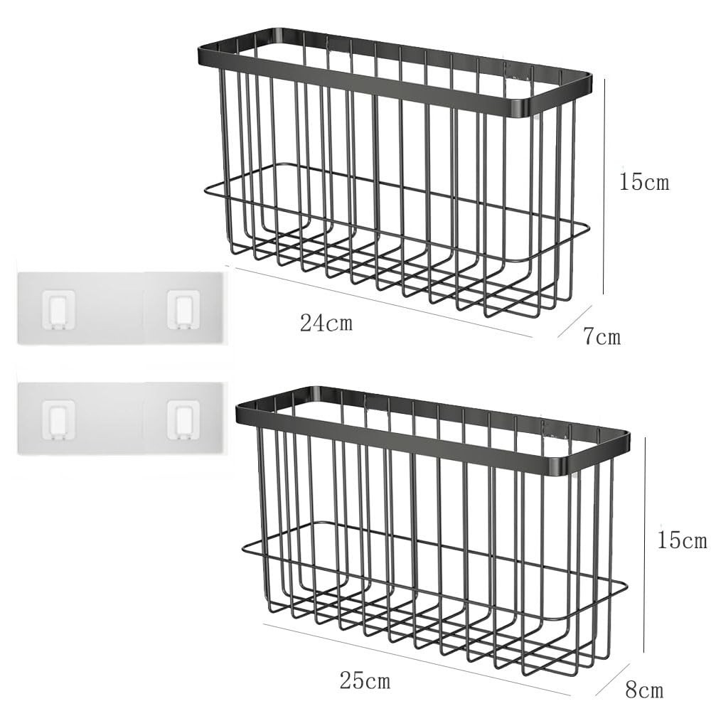 2-Piece Wall-Mounted Storage Boxes for Kitchen, Bathroom & Wardrobe – Black Orga