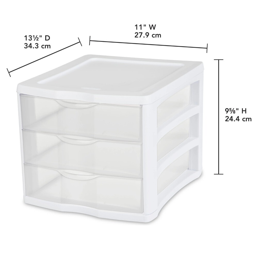 3 Drawer Unit Plastic, White