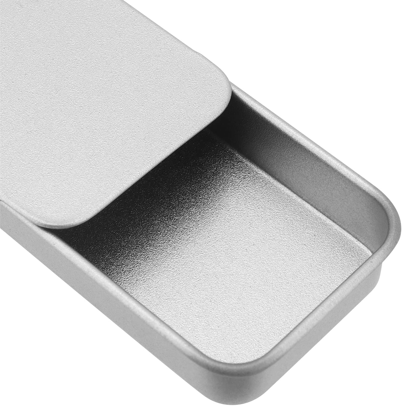 30 Pack Silver Metal Tin Containers, Rectangular Storage with Slide Lids, 0.4…