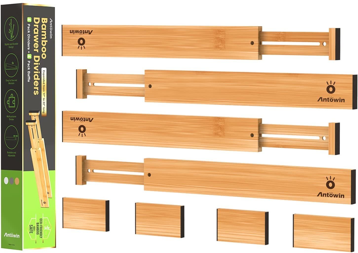 Drawer Dividers Organizers, Drawer Separators Splitter,17-22 inches Long Adju…