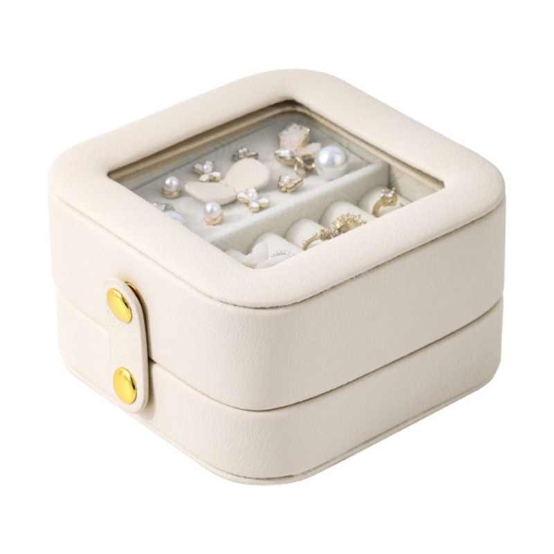 Sturdy Leather Accessories Container Portable Jewelry Storage Box for Traveler