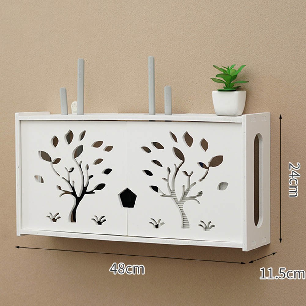 Convenient Wall Mounted Storage Box for Large WiFi Router and TV Accessories