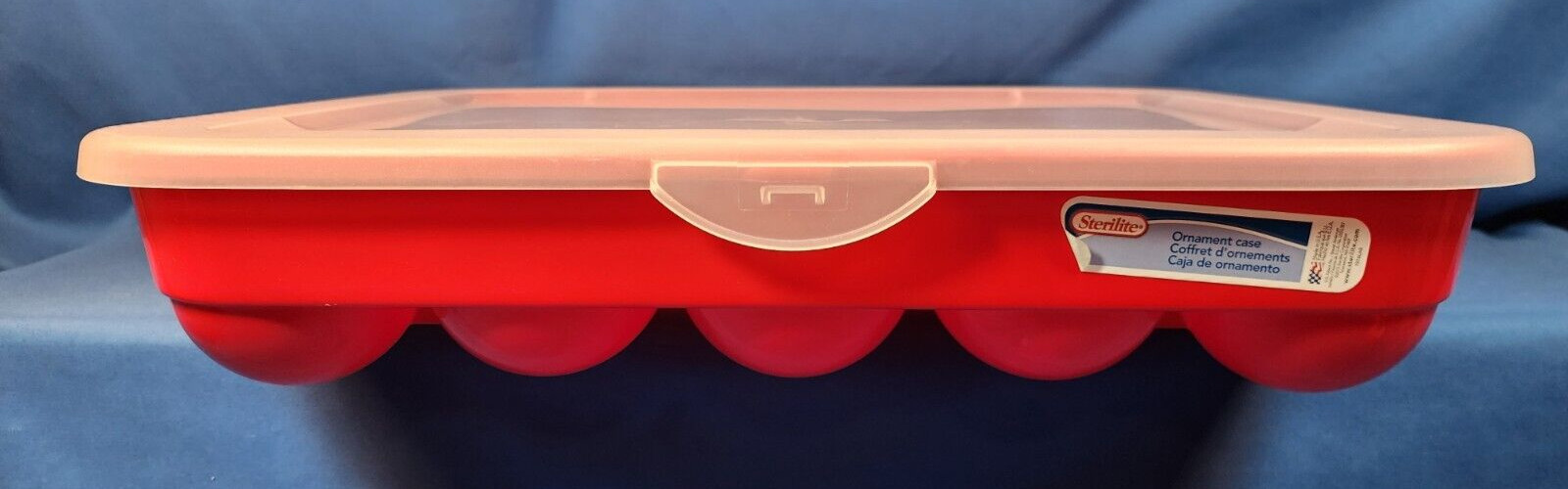 Sterilite 20 Compartment Christmas Holiday Ornament Box Storage Case, Red